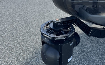 Gyro Stabilzied System mounted on the nose of a Maverick  helicopter for TV commercial production.