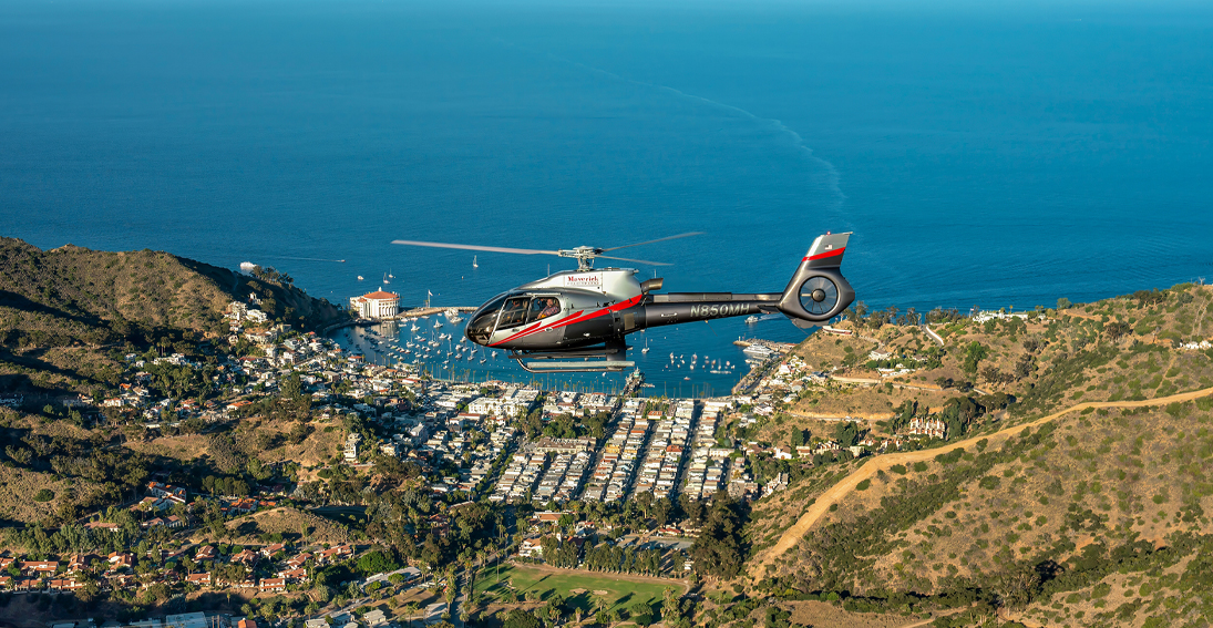 Aerial views of Catalina Island with private picnic experience