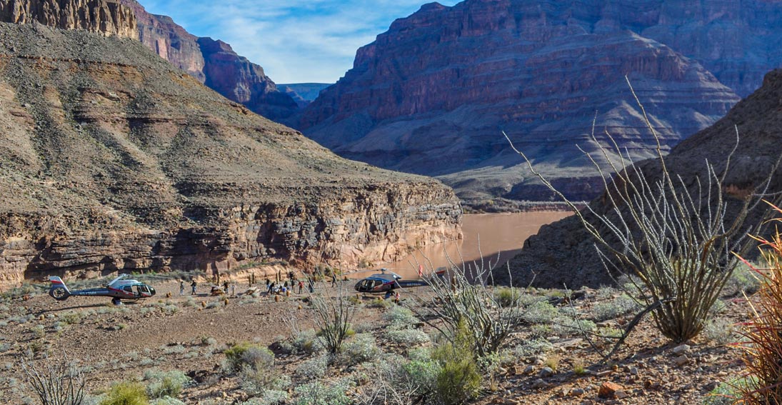 Private landing 3,500 feet below the rim of the Grand Canyon