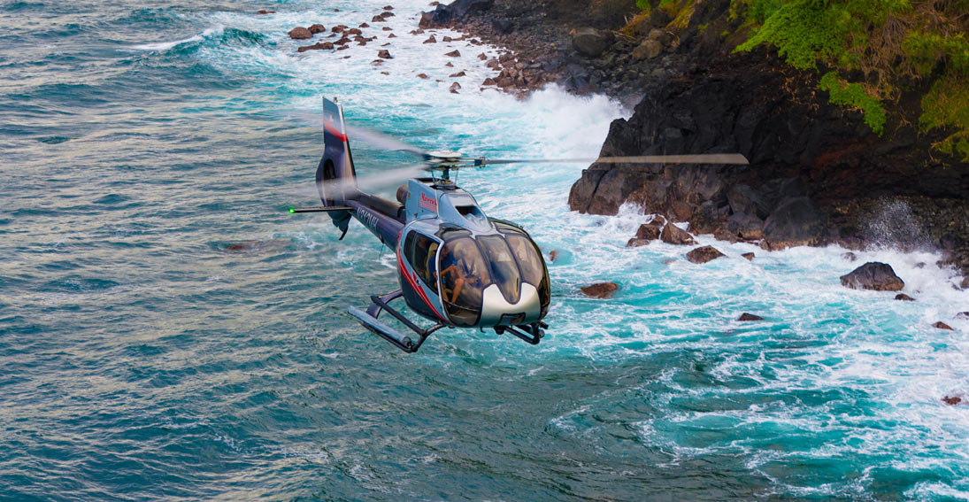Helicopter tour of Maui with highlights of shorelines and Jurassic Rock