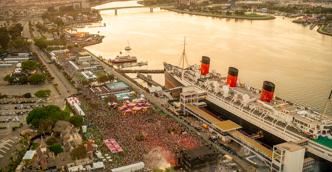 Bird's-eye view of Deep End Stage at festival